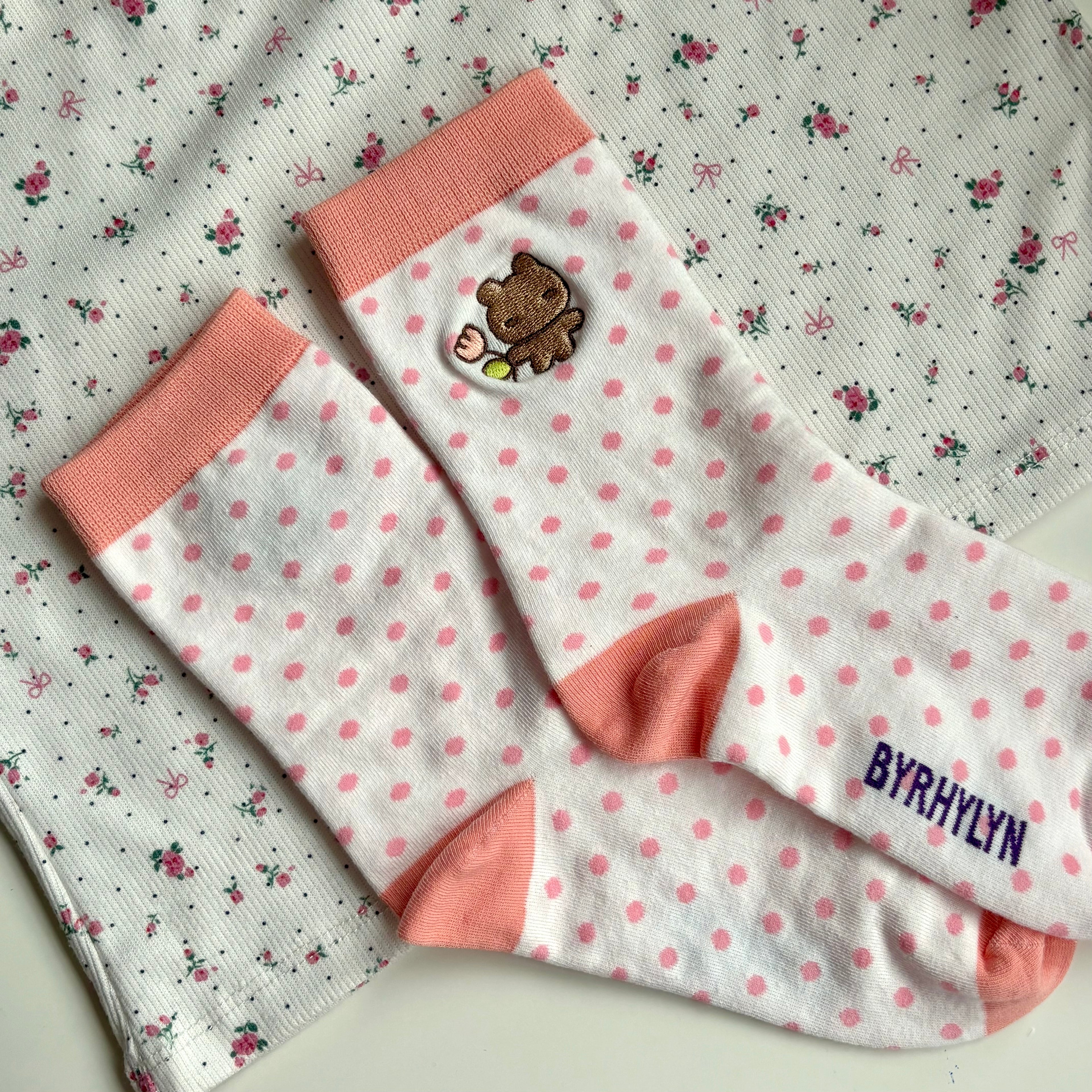 Polka Dot Bear - Sock